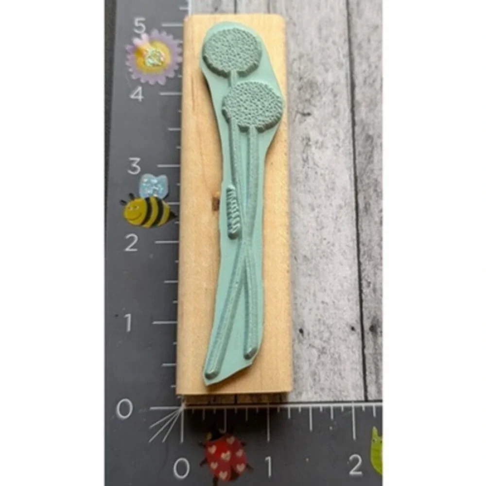 Stampin' Up! Allium Flowers Pair 2000 Rubber Stamp Wood #F55